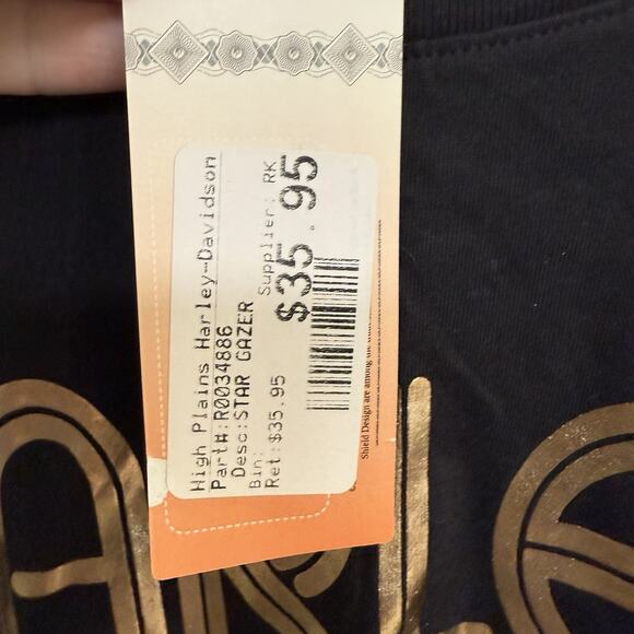 Harley Davidson Women’s‎ T-shirt XL Black Gold Crew Neck Fitted NWT - Picture 7 of 8